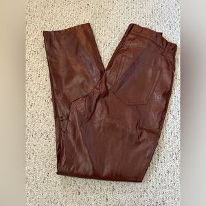 Abercrombie & Fitch Pleather 90s Ultra High Rise Pants Size 8 Brown Womens Party